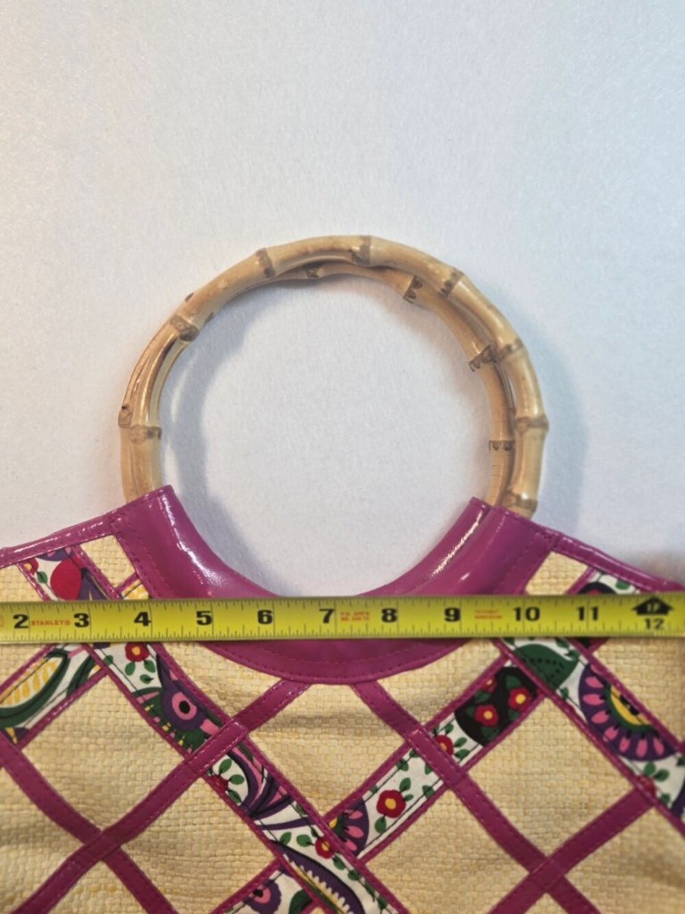 Vintage 90s Pink Vera Bradley Bamboo Handle Tote Bag with Floral Lining - Picture 7 of 7